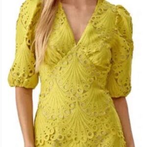 Adelyn Rae Harper Lace Mini Dress in Cyber Lime Color, XS, Brand New with Tags